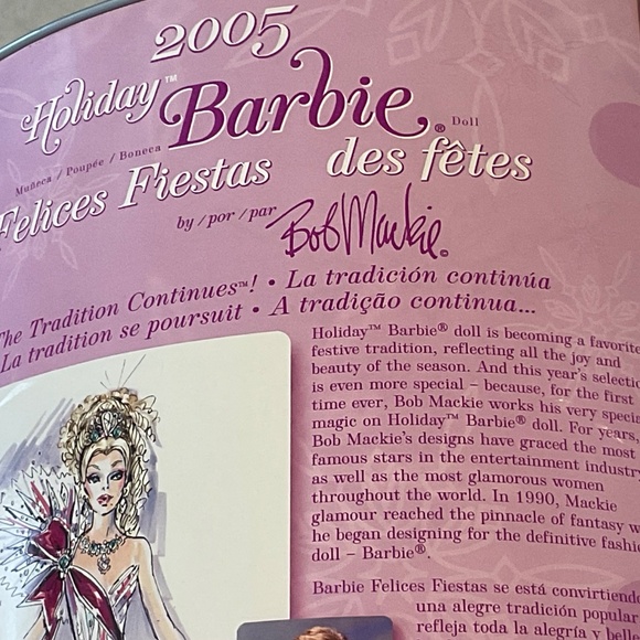 Holiday Barbie Doll by Bob Mackie 2005 NRFB Foreign Language Edition Rare - Picture 9 of 11